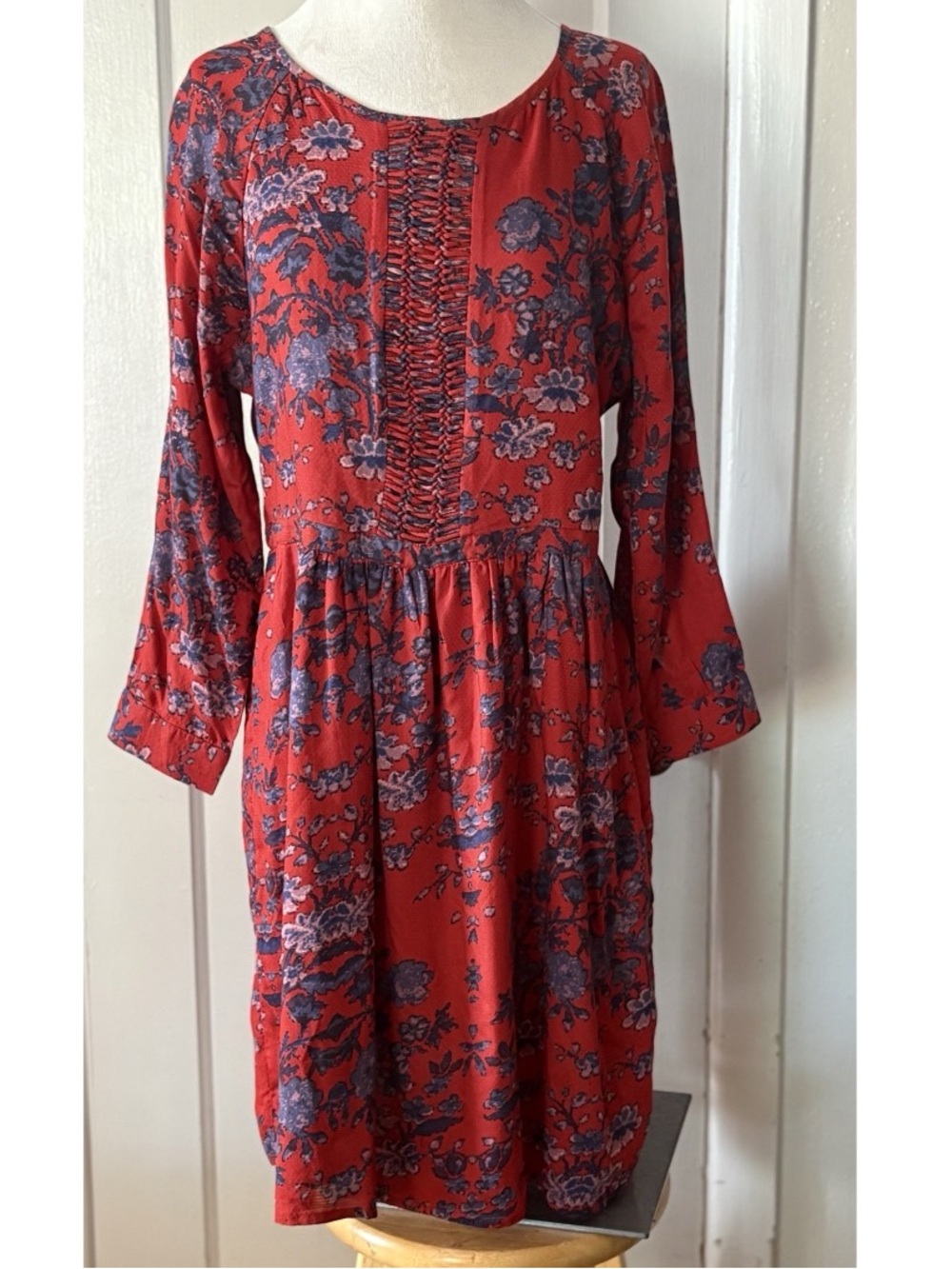 Lucky Brand Red Floral Mini Dress ~ sz Medium